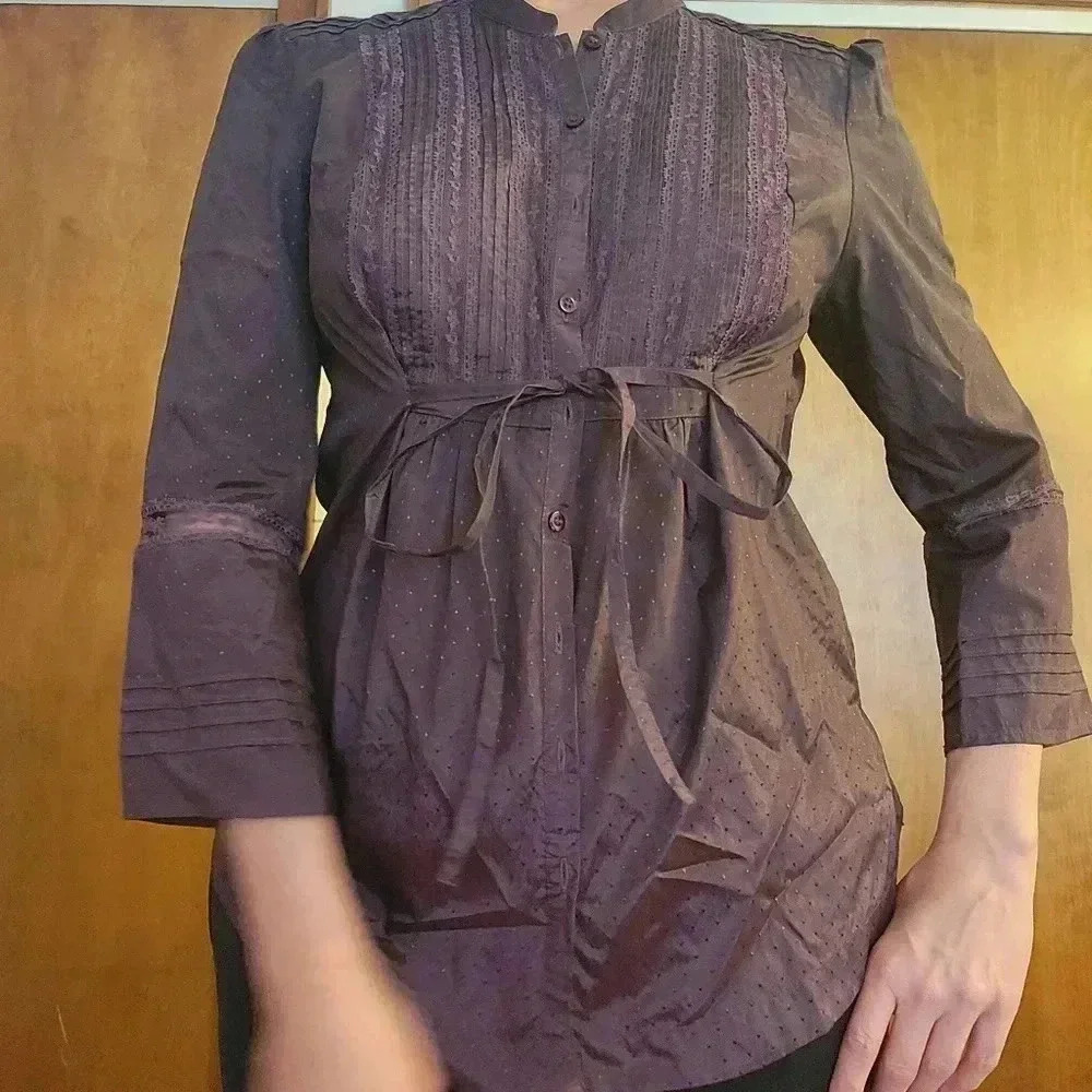 Purple Bebe Bohemian quarter-sleeve shirt, Size M